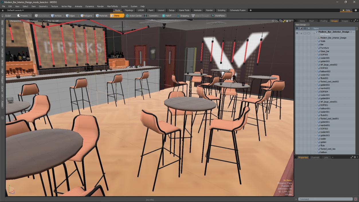 3D Modern Bar Interior Design