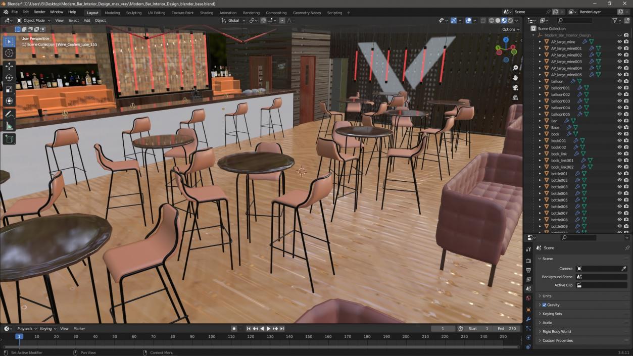 3D Modern Bar Interior Design