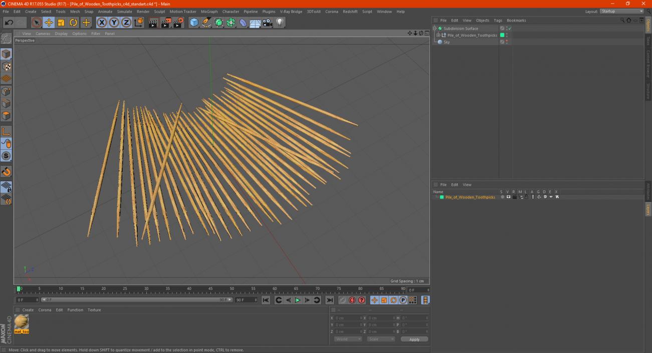 3D model Pile of Wooden Toothpicks