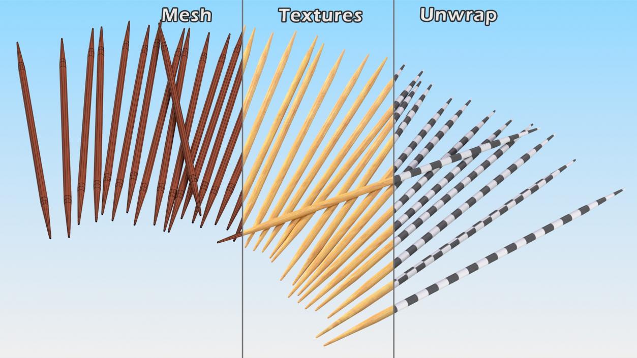 3D model Pile of Wooden Toothpicks