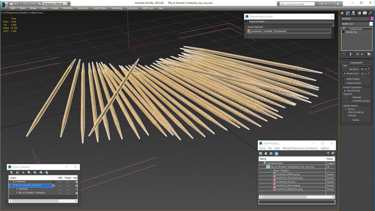 3D model Pile of Wooden Toothpicks