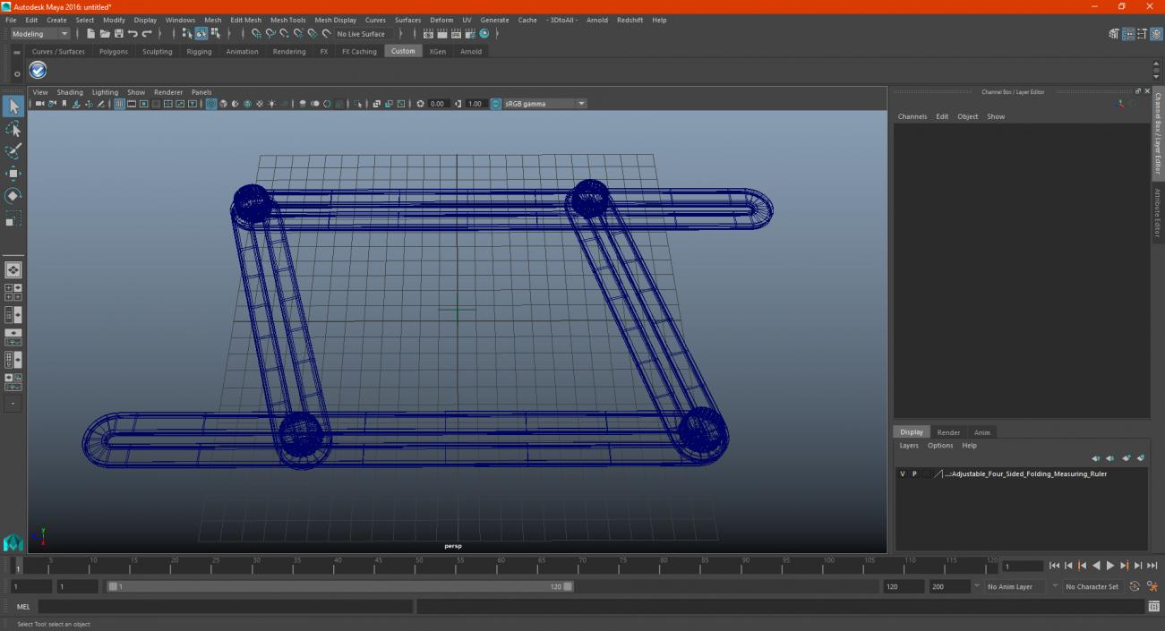 3D model Adjustable Four Sided Folding Measuring Ruler