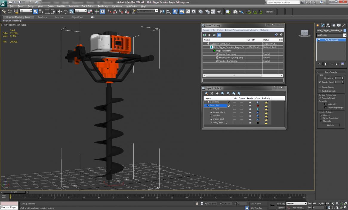 Hole Digger Gasoline Auger Drill 3D