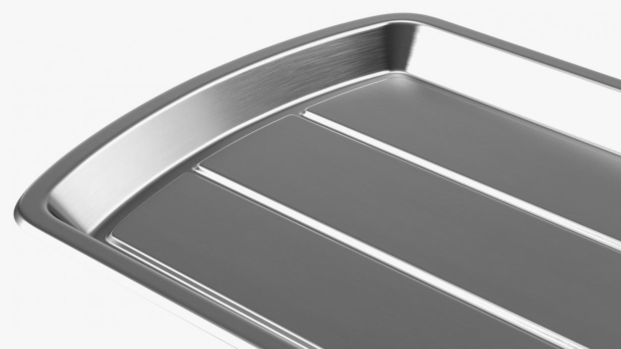 3D model Stainless Steel Kitchen Sink with Recessed Drainer