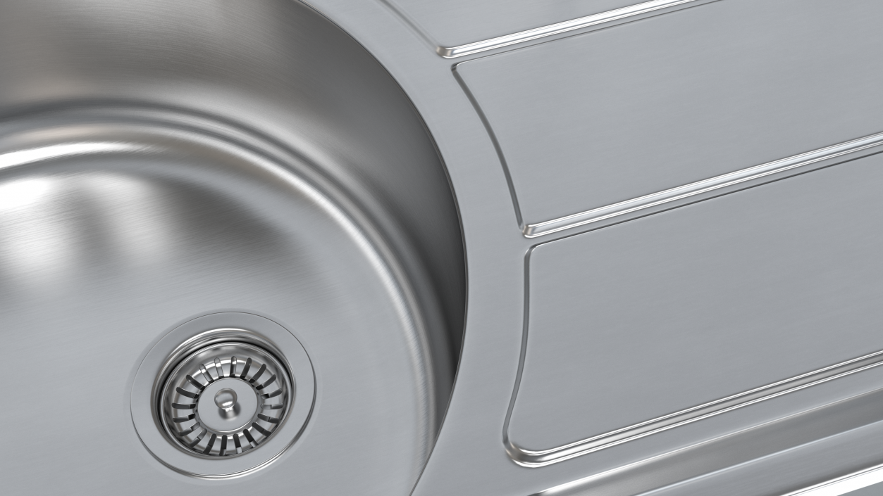 3D model Stainless Steel Kitchen Sink with Recessed Drainer