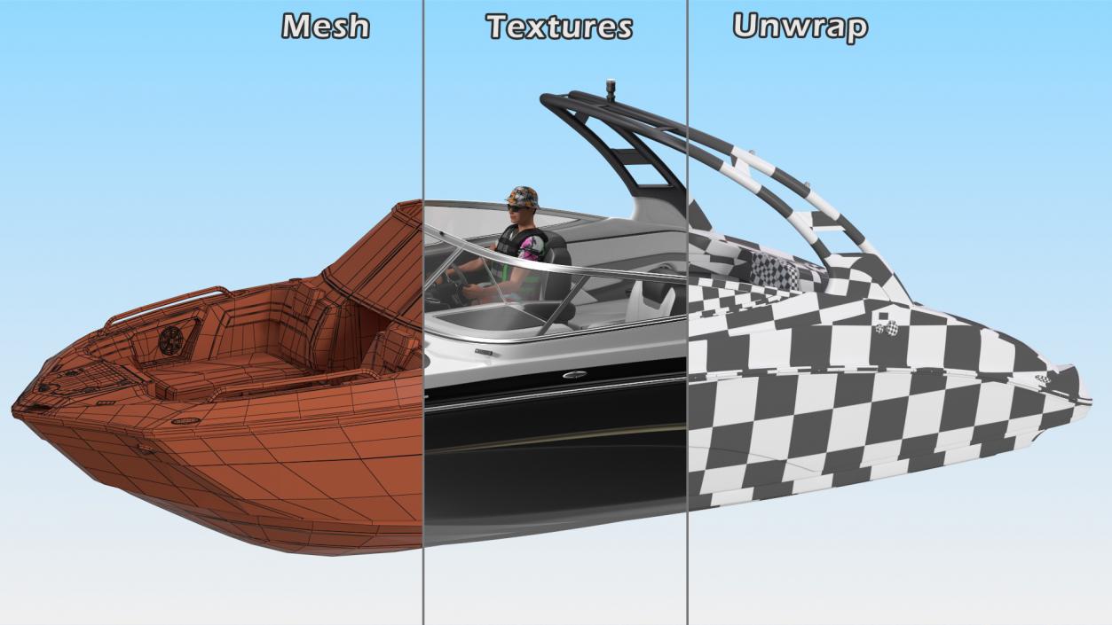 Luxury Sport Boat Generic With Driver 3D