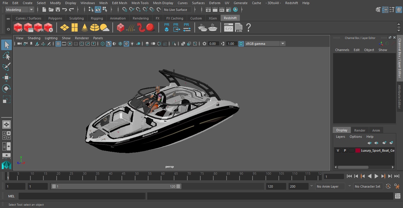 Luxury Sport Boat Generic With Driver 3D