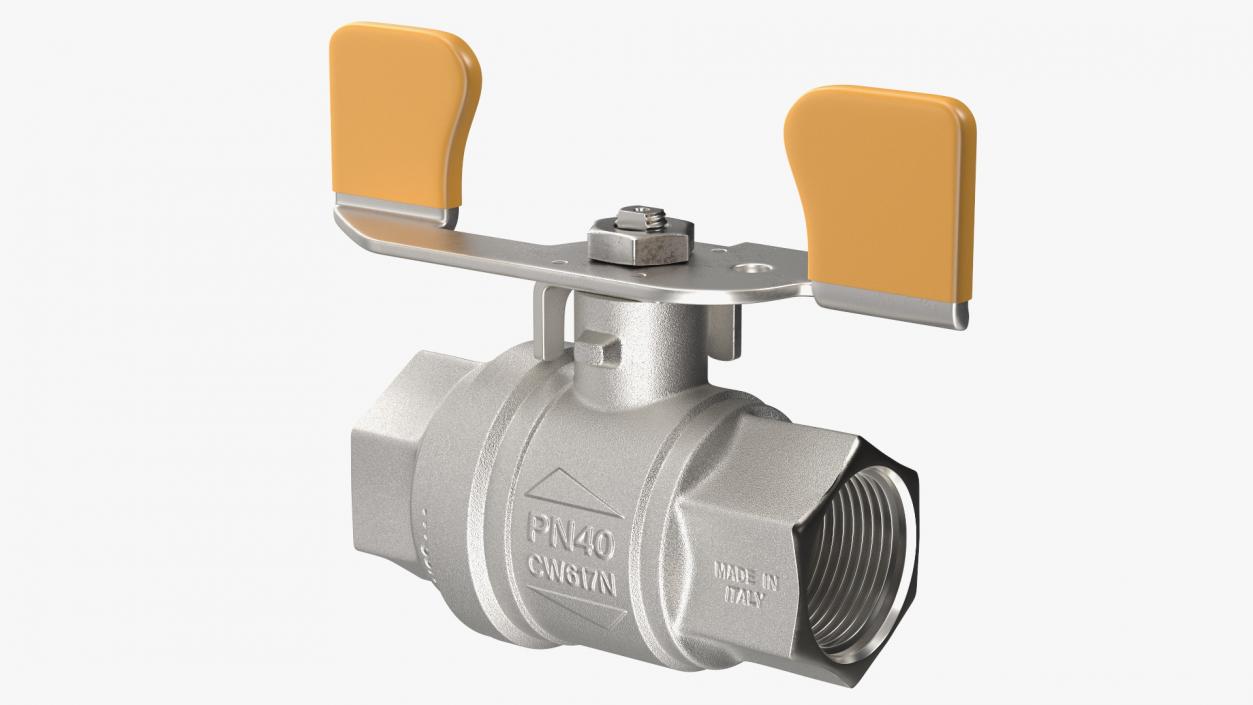 3D model Silver Ball Valve with Union Butterfly Handle