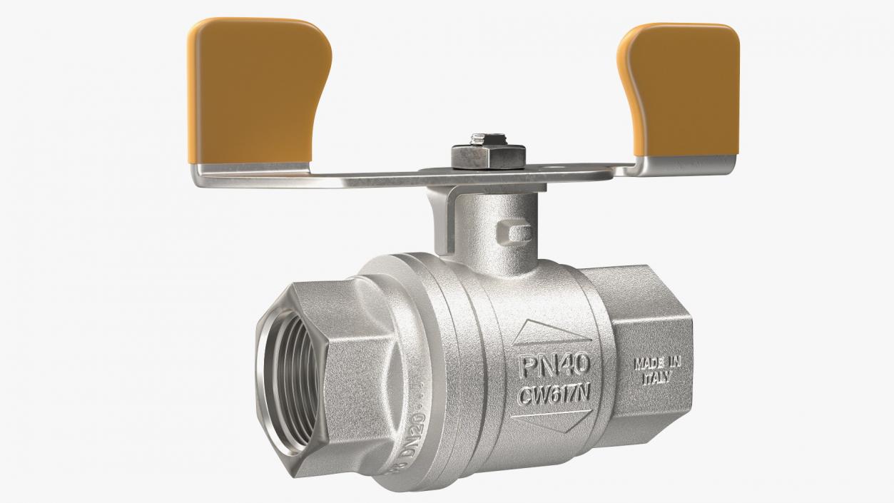 3D model Silver Ball Valve with Union Butterfly Handle