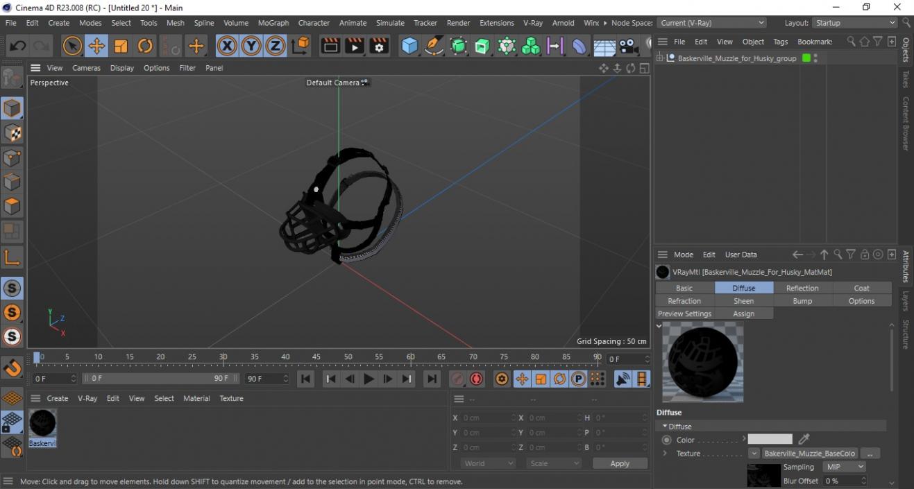 3D Baskerville Muzzle for Husky model