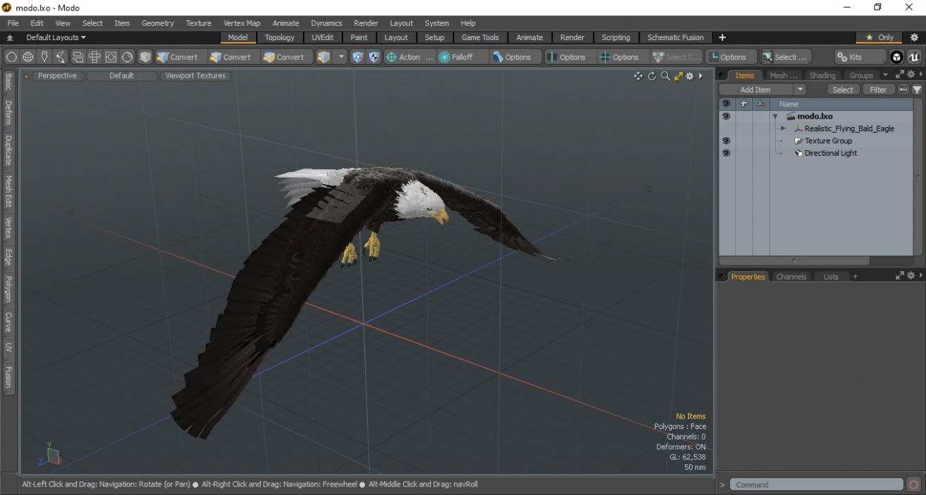 Realistic Flying Bald Eagle 3D