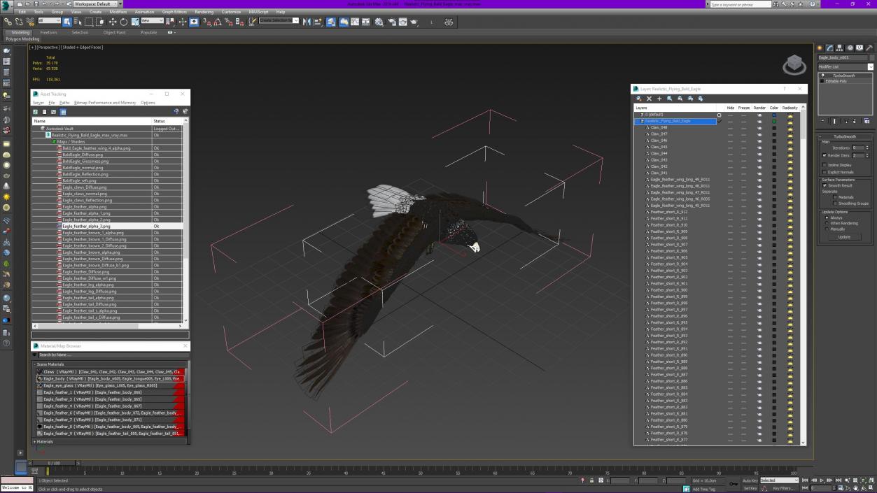 Realistic Flying Bald Eagle 3D