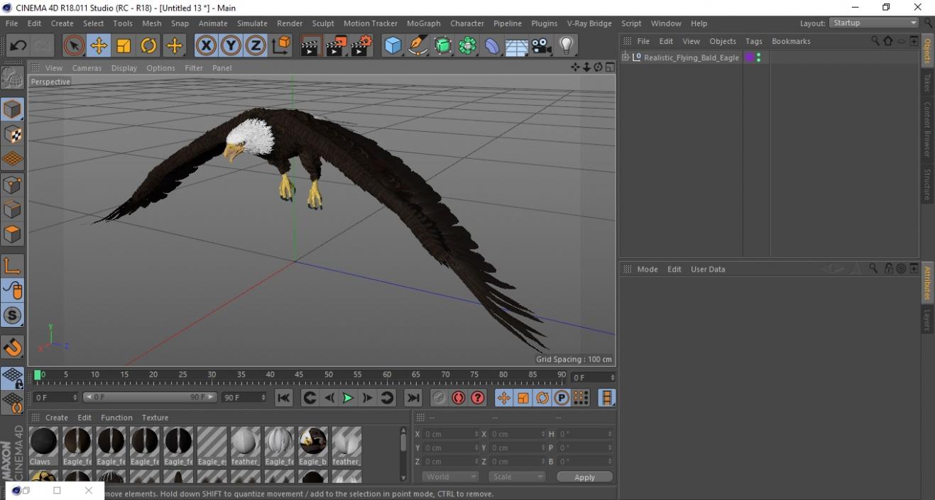 Realistic Flying Bald Eagle 3D