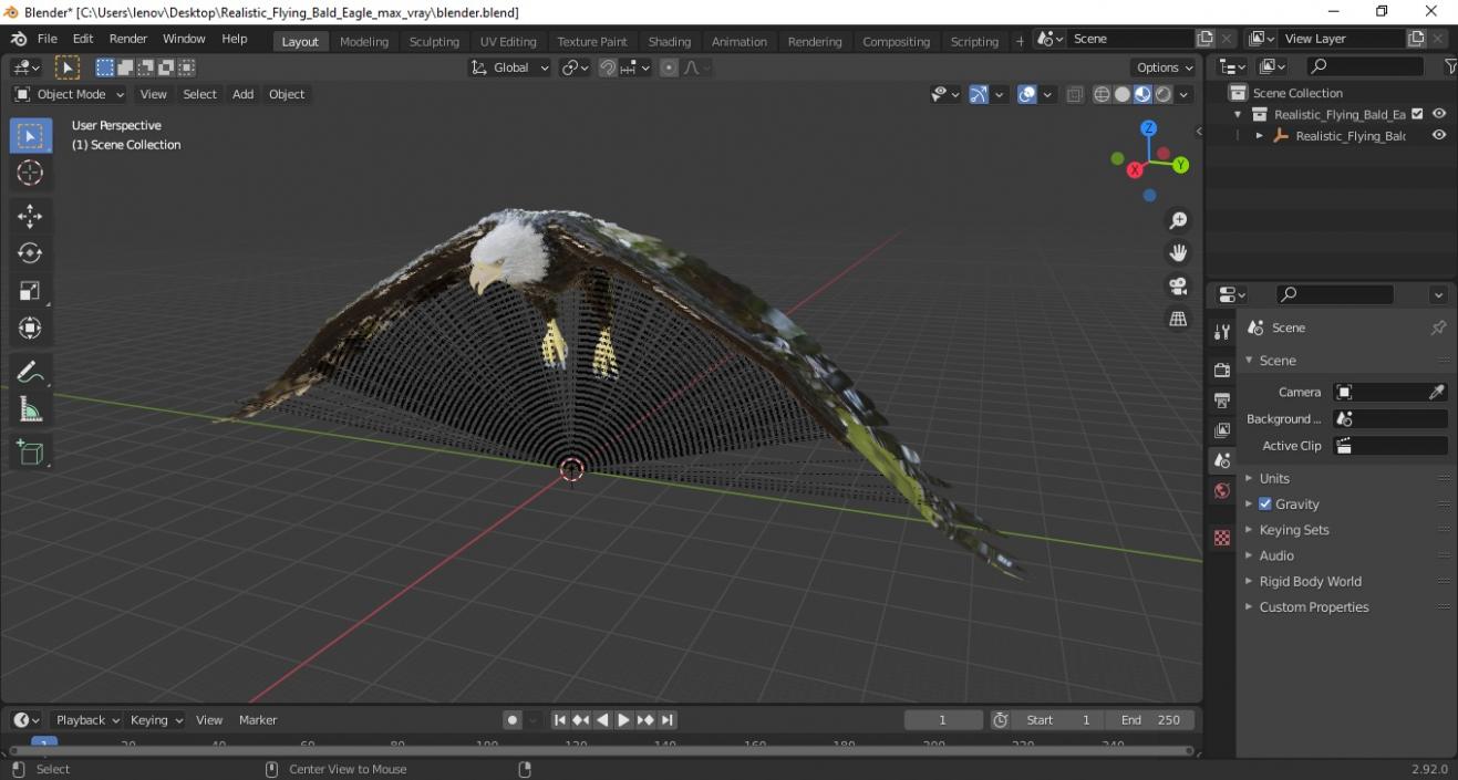 Realistic Flying Bald Eagle 3D