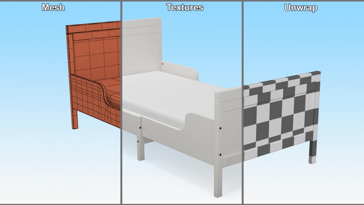 3D model Bed for Children Room IKEA SUNDVIK White