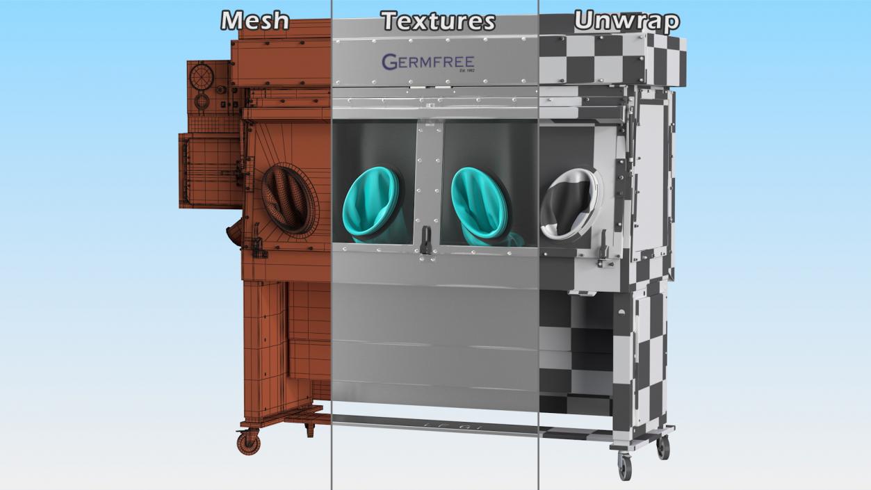 3D Germfree Stainless Steel Compounding Aseptic Isolator model