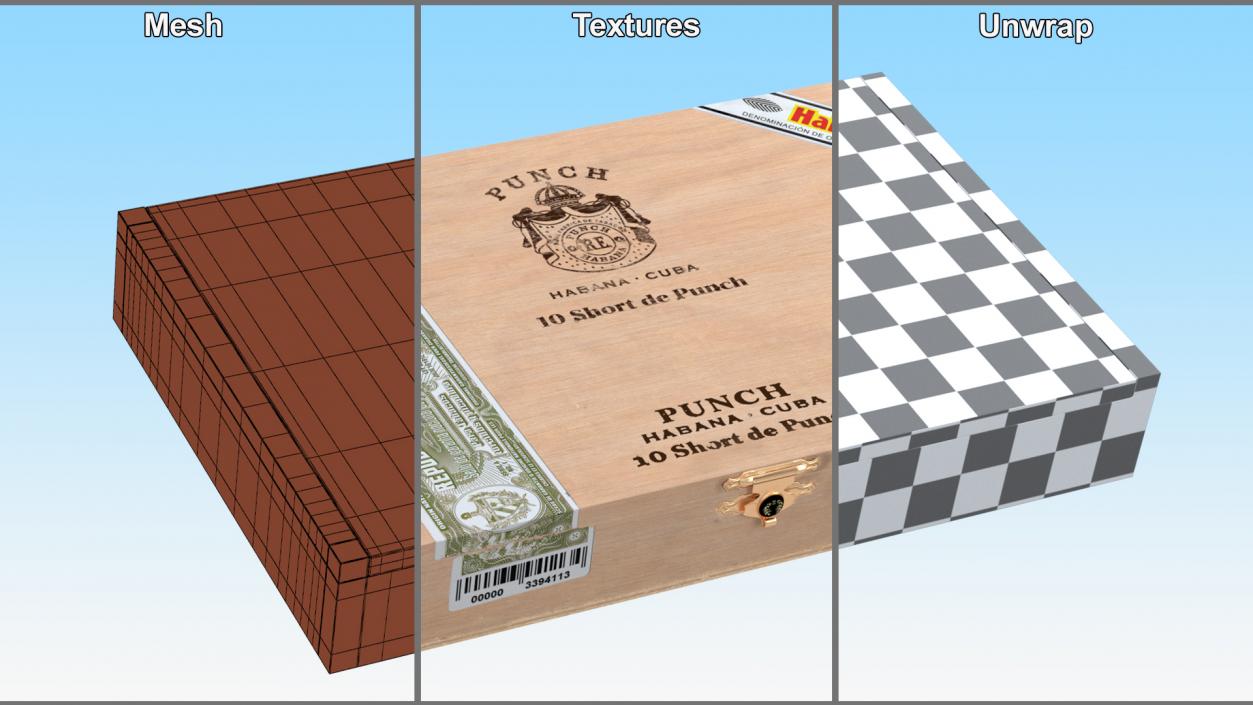 3D Box of Cuban Cigars Punch Short 2 model