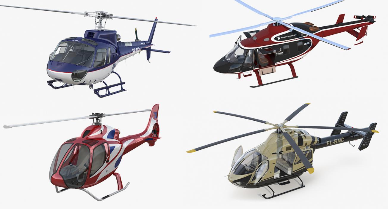 Private Helicopters Collection 4 3D