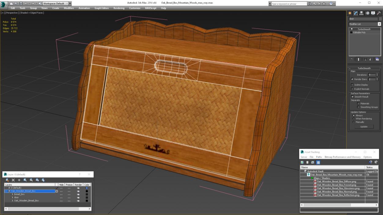 3D Oak Bread Box Mountain Woods model