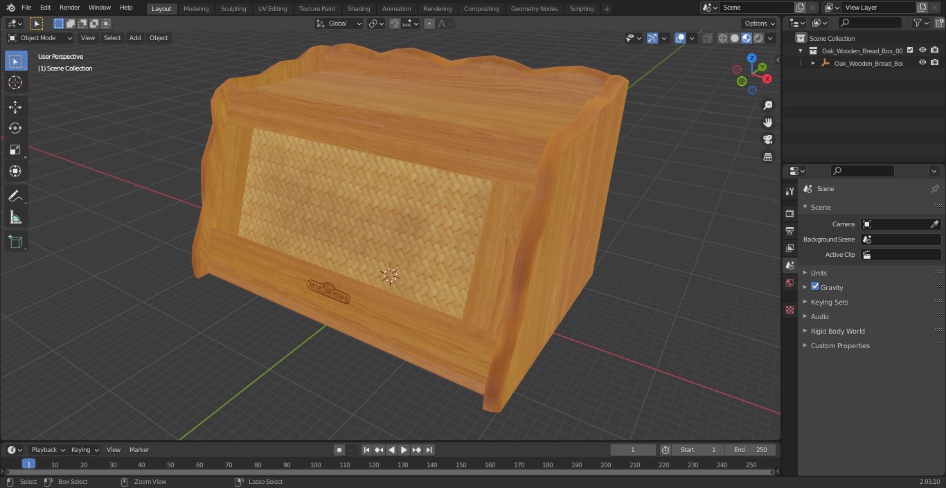 3D Oak Bread Box Mountain Woods model