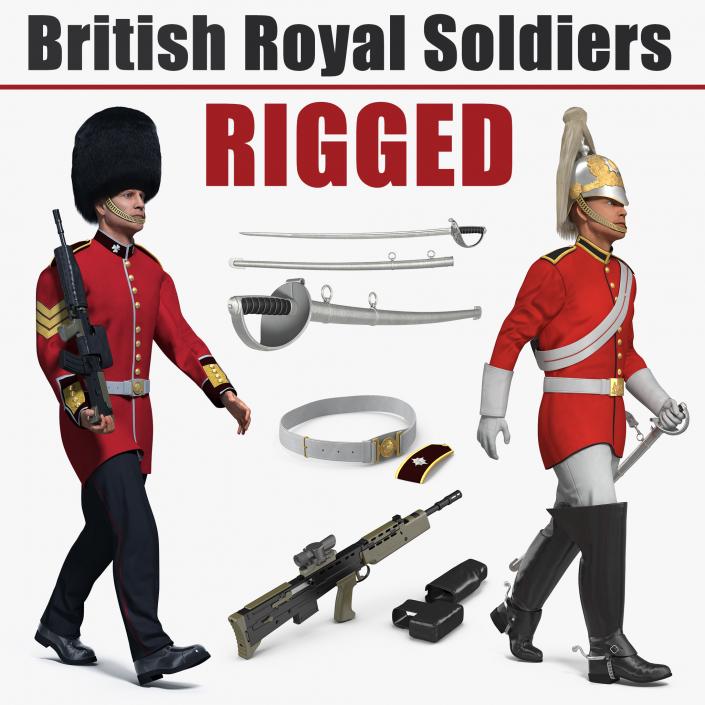 3D model British Royal Rigged Soldiers Collection