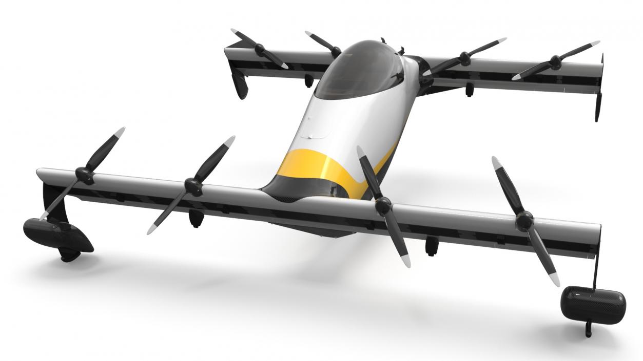 3D Personal EVTOL Aircraft with 8 Propellers Rigged model