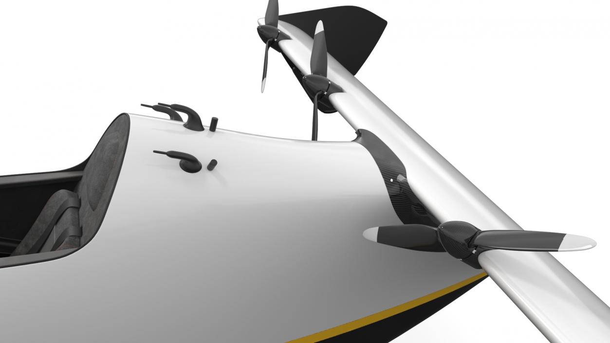 3D Personal EVTOL Aircraft with 8 Propellers Rigged model