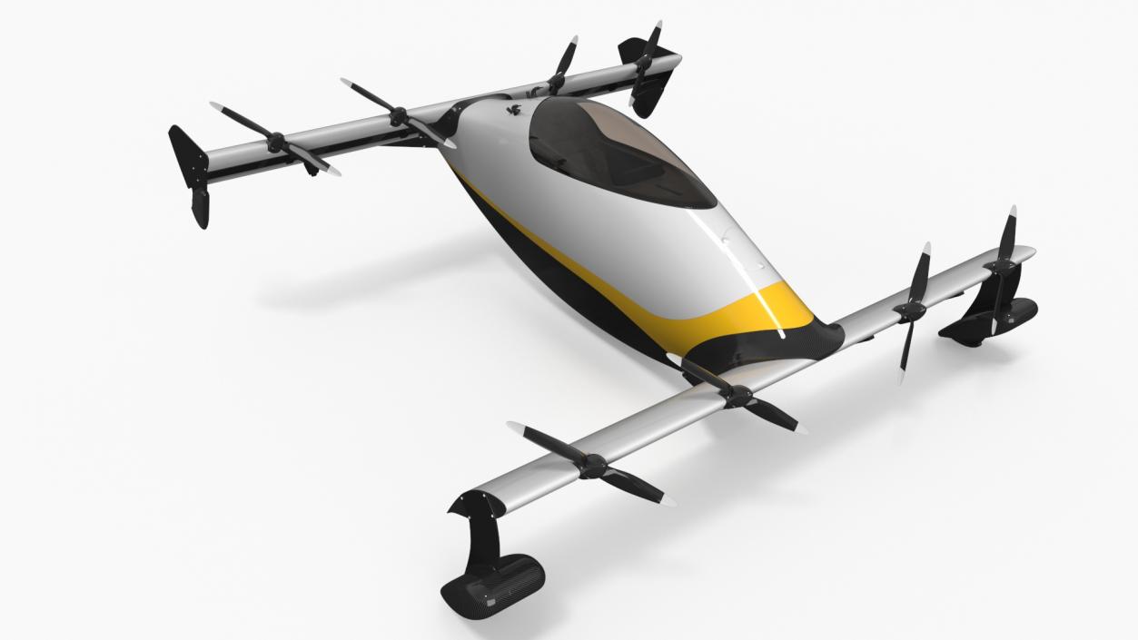 3D Personal EVTOL Aircraft with 8 Propellers Rigged model