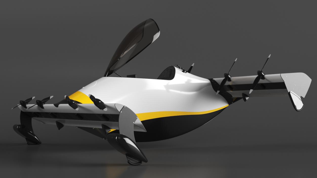 3D Personal EVTOL Aircraft with 8 Propellers Rigged model