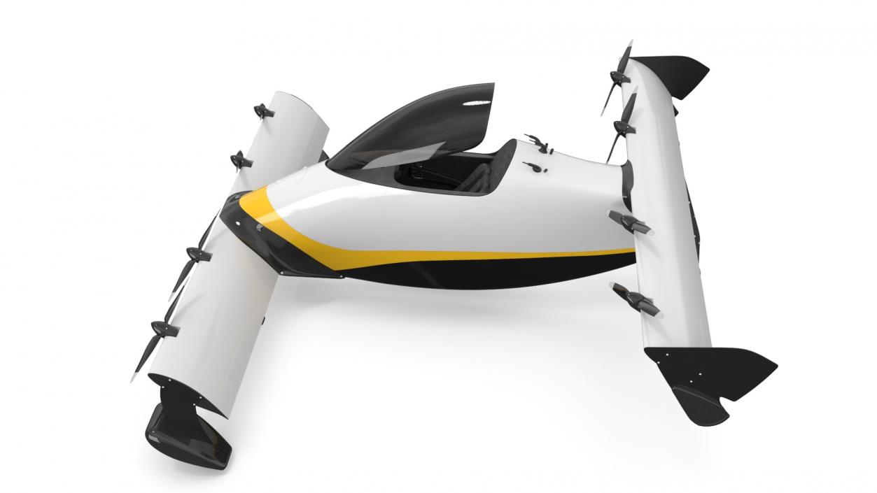 3D Personal EVTOL Aircraft with 8 Propellers Rigged model