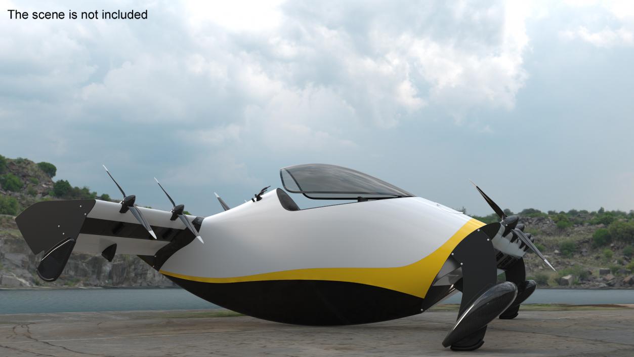 3D Personal EVTOL Aircraft with 8 Propellers Rigged model