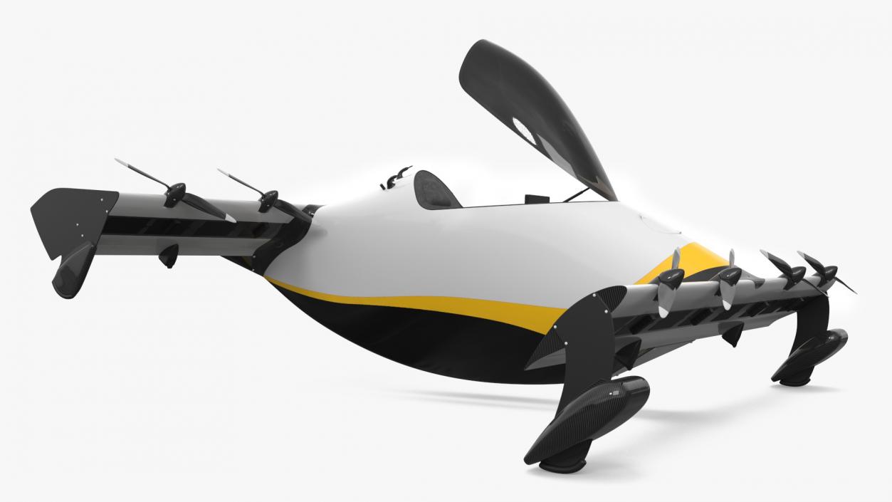 3D Personal EVTOL Aircraft with 8 Propellers Rigged model