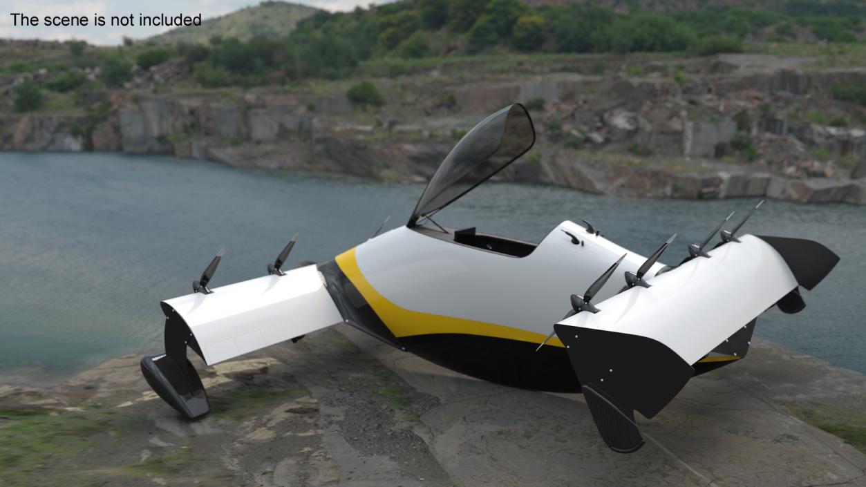 3D Personal EVTOL Aircraft with 8 Propellers Rigged model