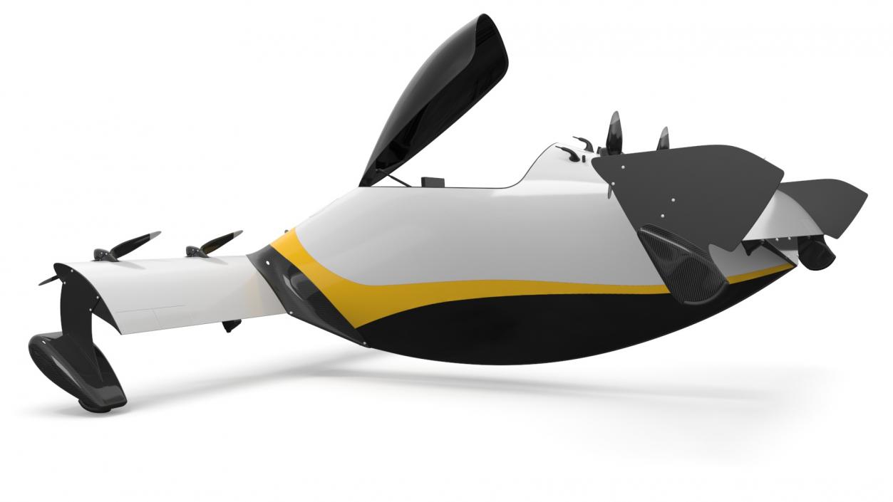 3D Personal EVTOL Aircraft with 8 Propellers Rigged model