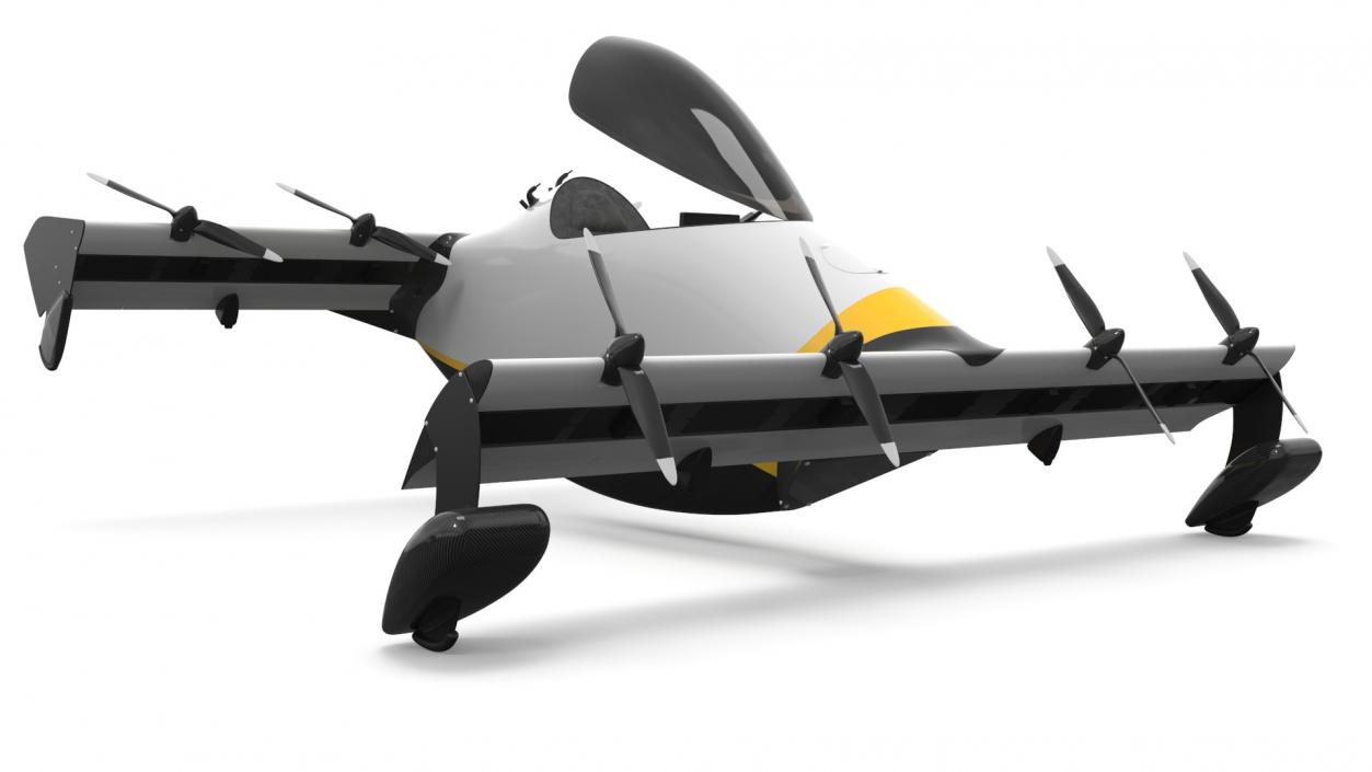 3D Personal EVTOL Aircraft with 8 Propellers Rigged model