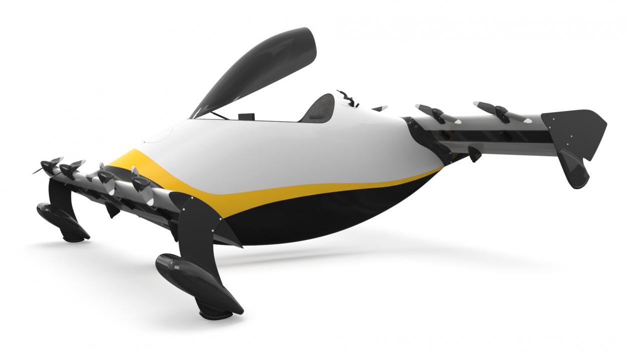 3D Personal EVTOL Aircraft with 8 Propellers Rigged model