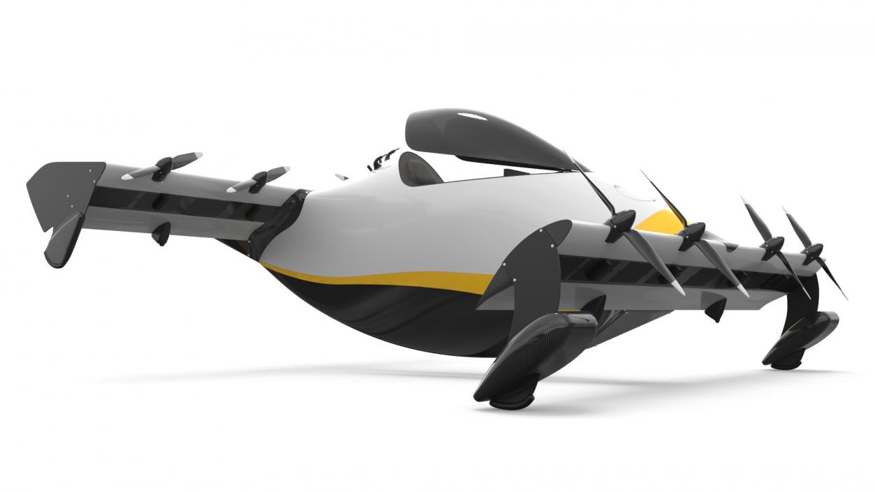 3D Personal EVTOL Aircraft with 8 Propellers Rigged model