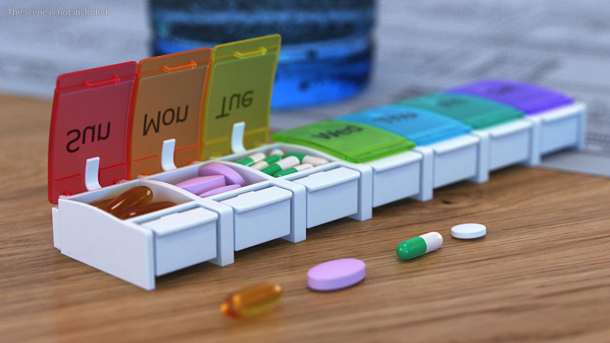 3D Weekly Pill Organizer Pill Box Case with Pills