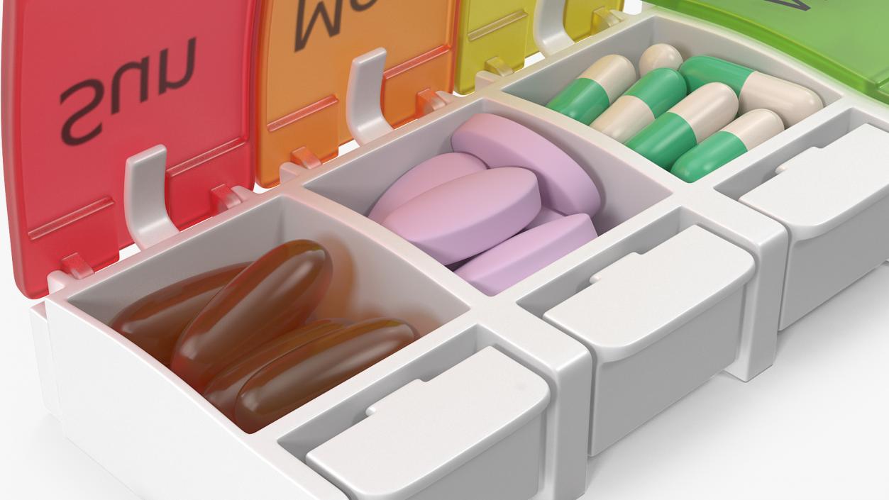 3D Weekly Pill Organizer Pill Box Case with Pills