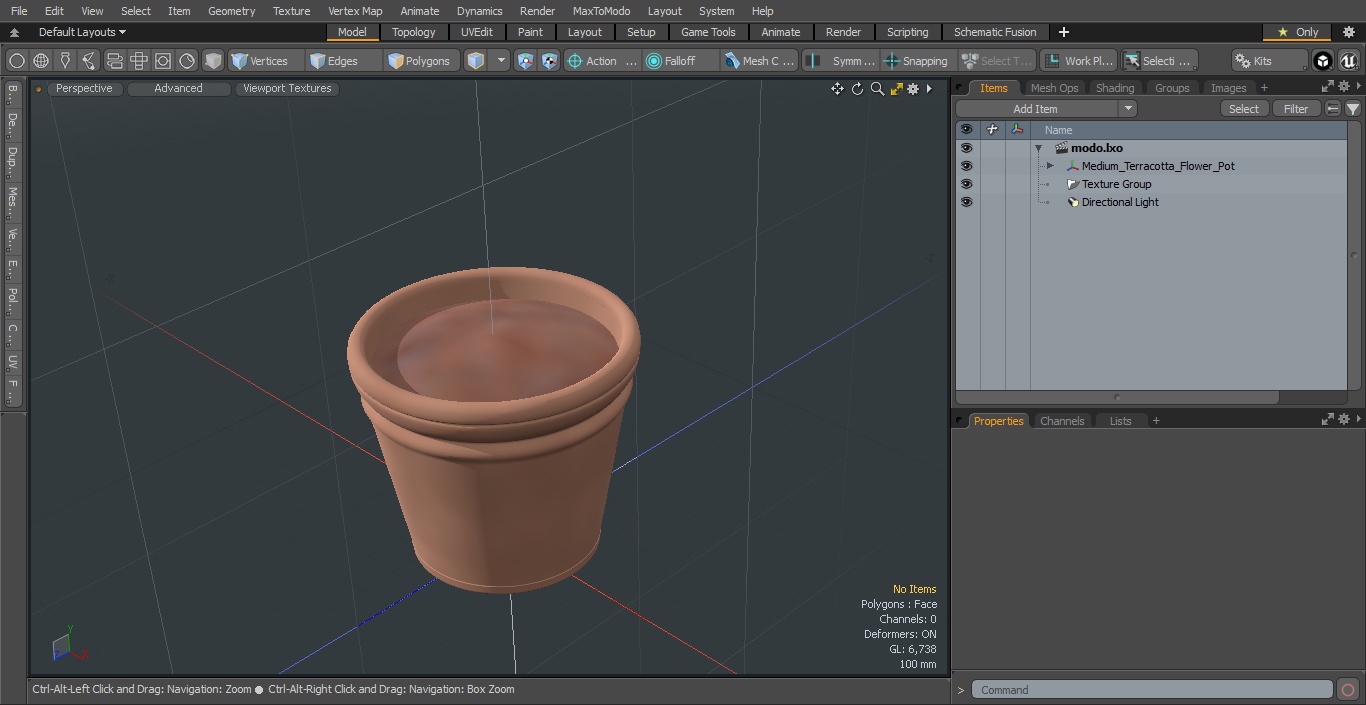 3D Medium Terracotta Flower Pot model