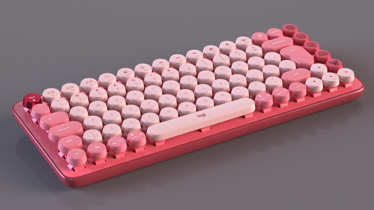 3D Logitech Keyboard with Emoji Keys Pink model