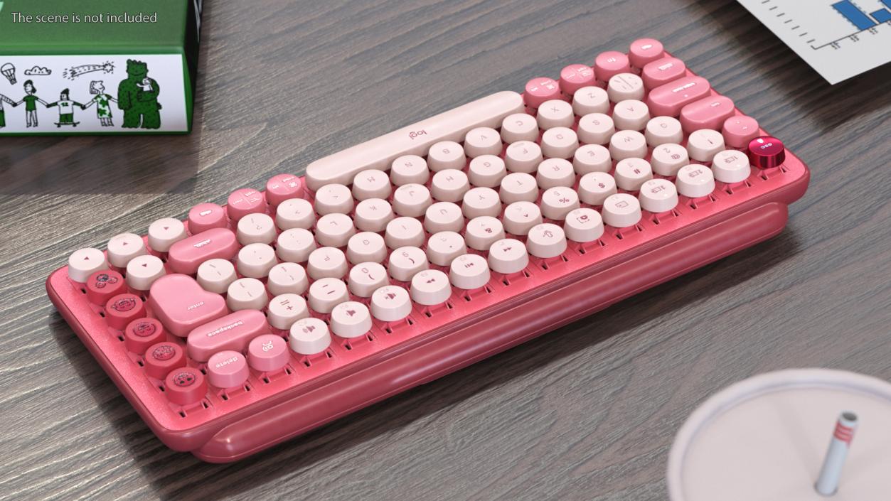 3D Logitech Keyboard with Emoji Keys Pink model