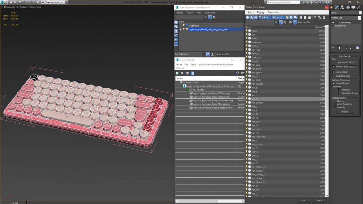 3D Logitech Keyboard with Emoji Keys Pink model