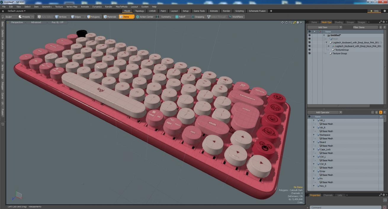 3D Logitech Keyboard with Emoji Keys Pink model