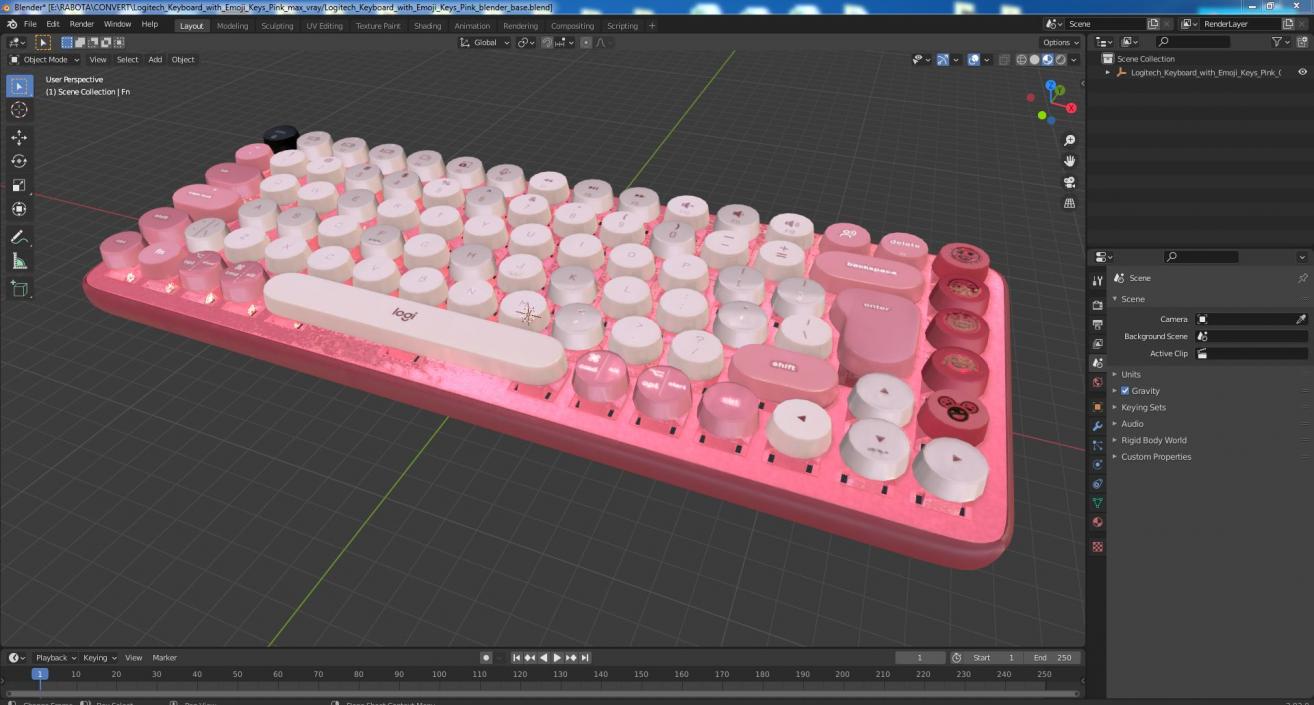 3D Logitech Keyboard with Emoji Keys Pink model