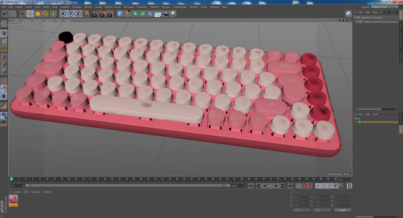 3D Logitech Keyboard with Emoji Keys Pink model