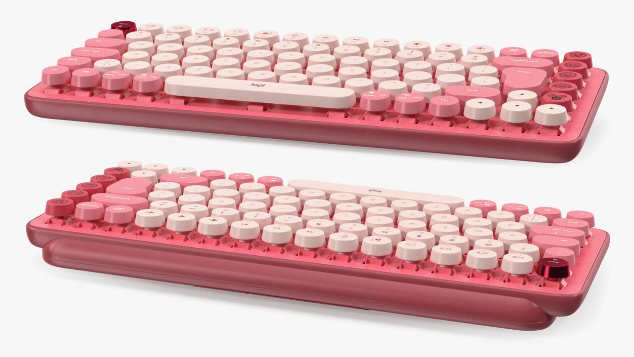 3D Logitech Keyboard with Emoji Keys Pink model