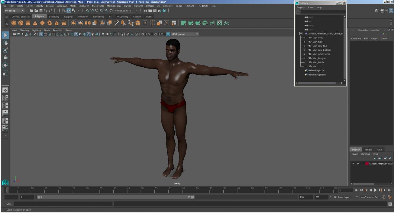 African American Man T Pose 3D