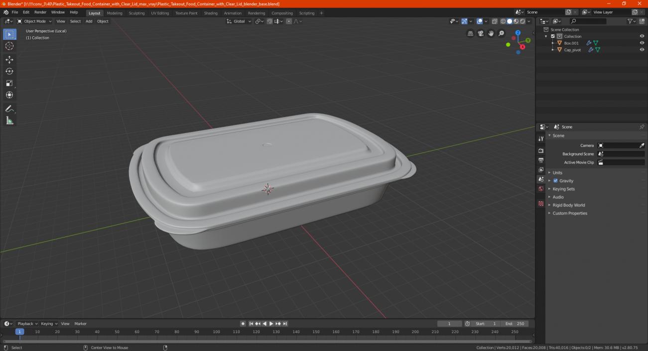 3D model Plastic Takeout Food Container with Clear Lid