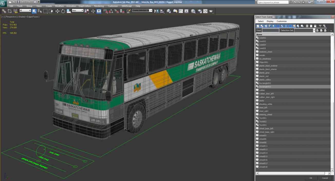 3D Intercity Bus MCI 102DL3 Rigged